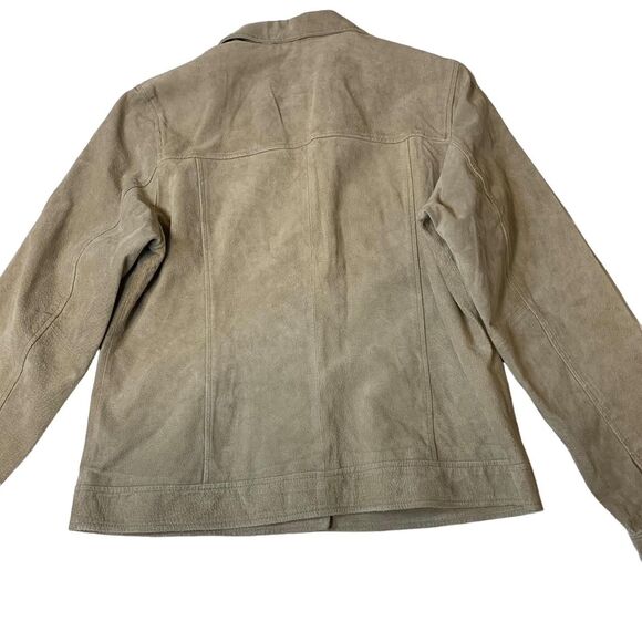 (r)elativity Large Suede Biker Style Jacket Beige Modern Barn Chore - Picture 2 of 6